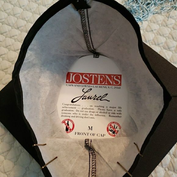 Masters Graduation Cap and Gown Laurel Jostens Size 58 Zip Up Black VTG 90s - Picture 8 of 16